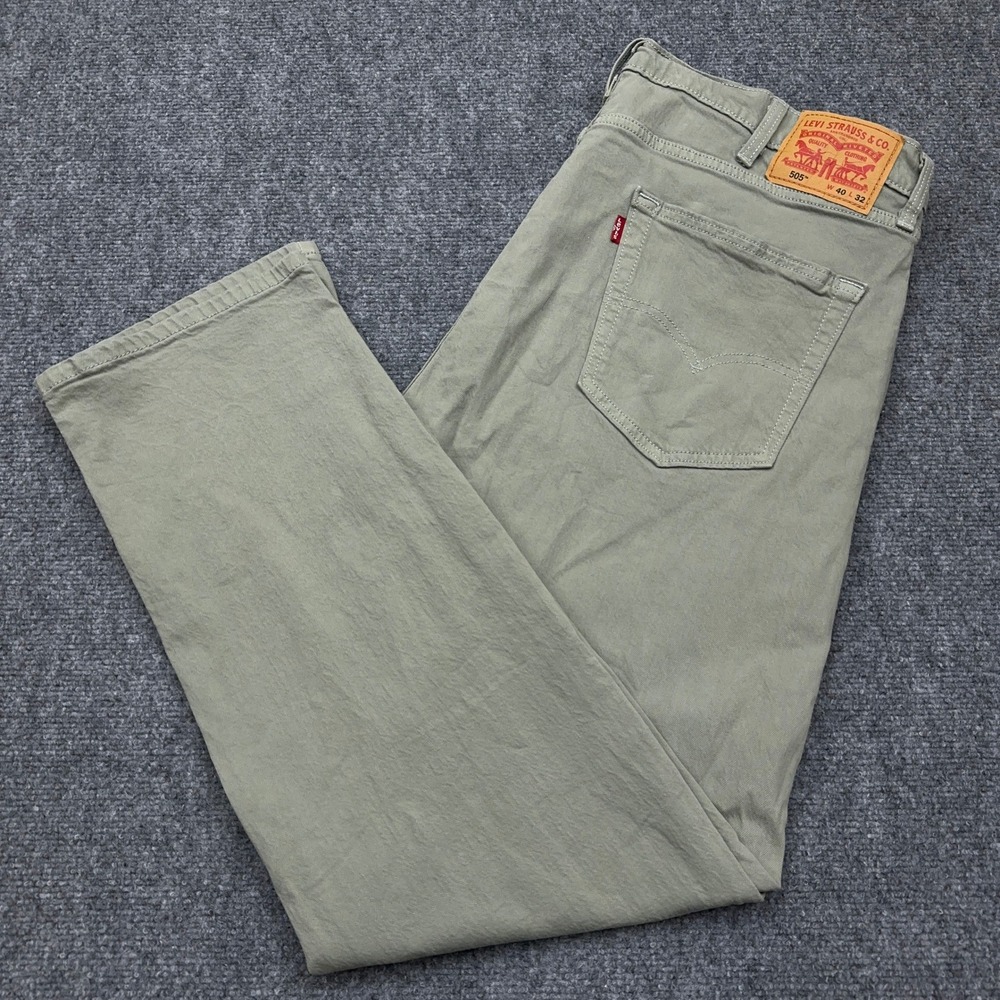 Levi's 505 Jeans Men's 40x32 Sage Green Stretch Denim Regular Straight Preppy